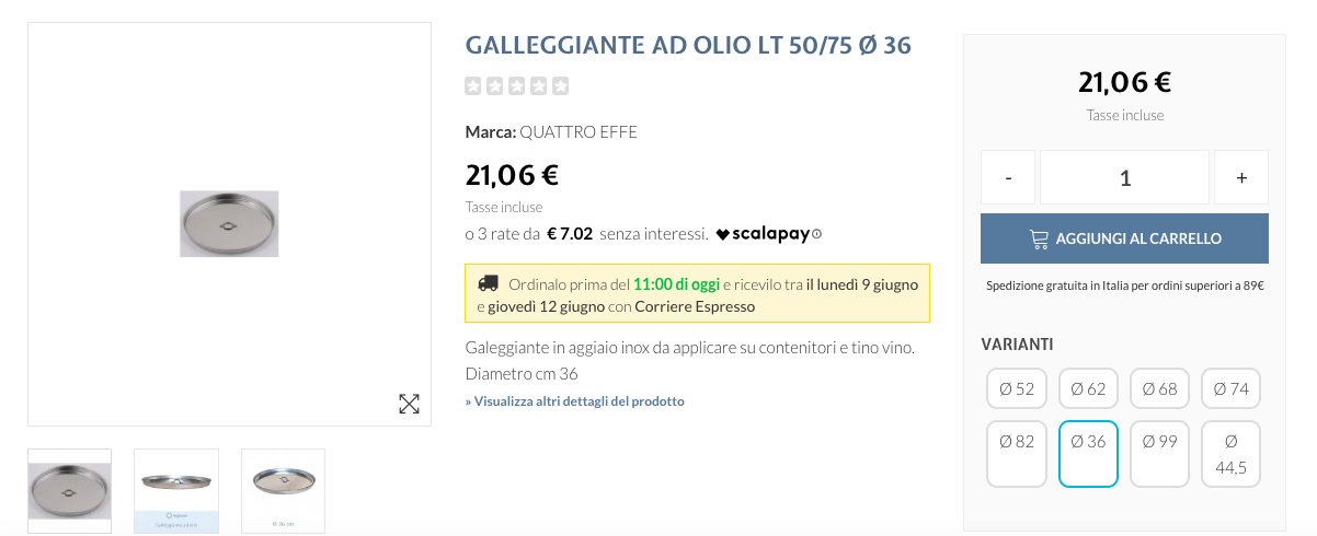 Galleggiante ad olio